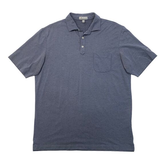 Peter Millar Polo Shirt Mens L Large Shark Whisper Rock Cotton Blend Pocket Golf - Picture 1 of 12